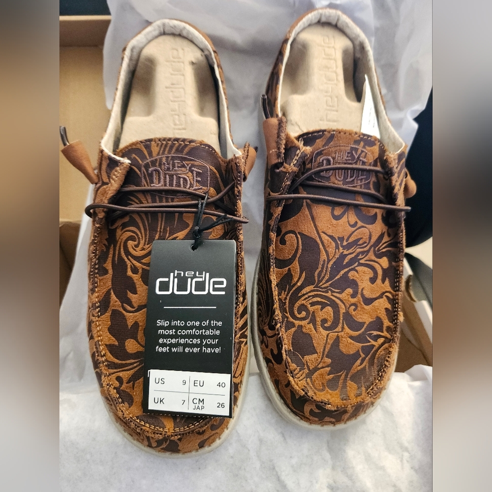 Hey Dude Brown Patterned Loafers